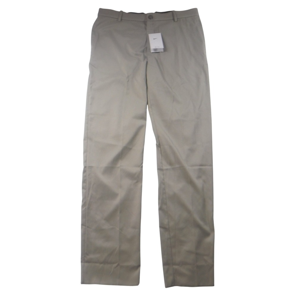 Nike Dri-FIT Mens‎ Golf Pants Khaki Tan Flat Front Stretch Trousers Size 36 x 35